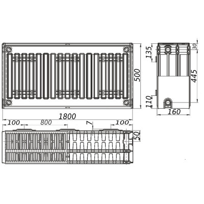 Радиатор стальной панельный KALITE 33 бок 500х1800
