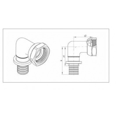 REHAU Угловой переходник RAUTITAN RX с накидной гайкой 20 - G 1/2 (1 366295 1 001)